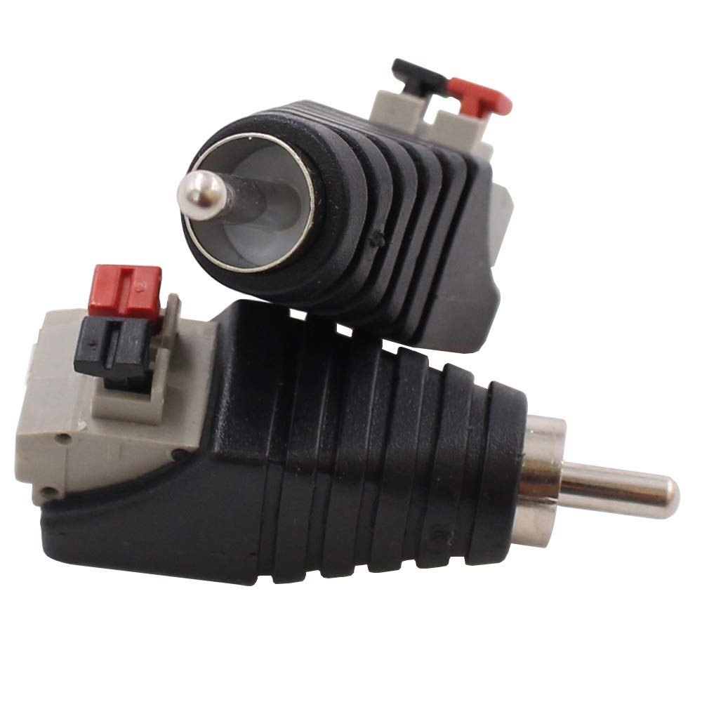 RUNCCI-YUN 2 Stuks RCA-Stekker, 14AWG Luidsprekerkabel Op Cinch-Connector, Schroefbaar Voor Multimedia En CCTV, Zwart, 1FT/0,3 M