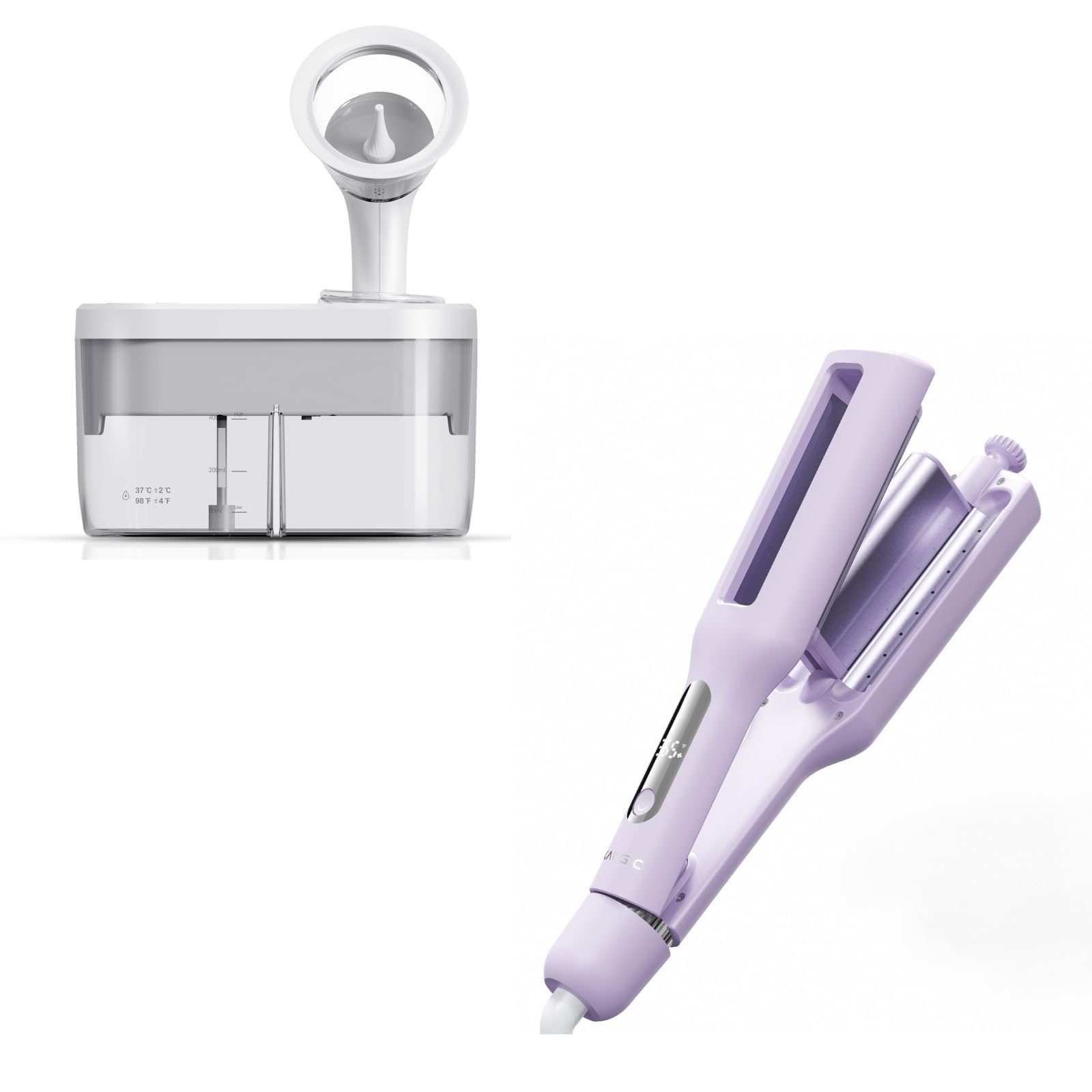 KAUGIC Water Powered Ear Cleaner, Electric Ear Wax Removal Kit, FSA HSA Eligible Bundle + 4-in-1 Hair Waver Curling Iron