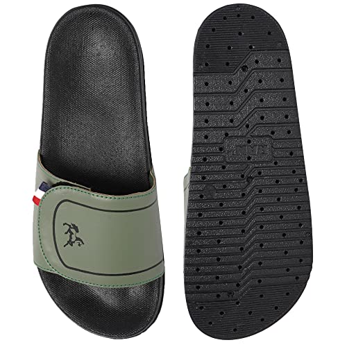 Image of PERY-PAO Mens Stylish Sliders Grey, Sky Blue, Black, White, peach, Neon Green, Olive Green Boys Slippers