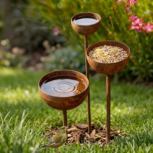 Regenfänger Gartenstecker Rost Gartenstecker Metall Gartendeko für Draußen Insektentränke Garten Naturrost 60cm Rostiger Beetstecker Topfstecker (B)