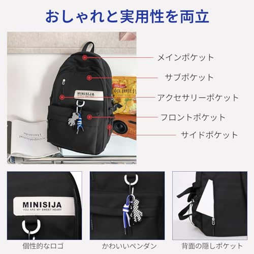 Saluyar リュック リュックサック レディース 大容量 防水 リュック メンズ ビジネスリュック バックパック カバン 軽量 15.6インチPC 出張 通勤 旅行 通学 仕事用 おしゃれ 男女兼用 可愛い ペンダン付き の商品画像 2