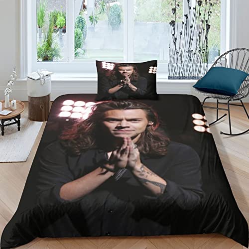 Harry Styles Juego De Ropa De Cama Patrón De 3D Famous Singer Funda De Edredón Y Funda De Almohada...