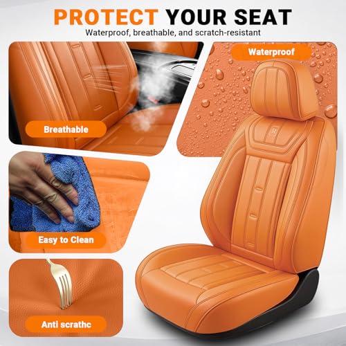 Image of Car Seat Cover for Chevrolet Trax Seat Covers 2015-2025, Nappa Leather Waterproof Seat Covers for Cars, Airbag Compatible, Automotive Car Seat Covers Full Set(5 Seats /Orange)