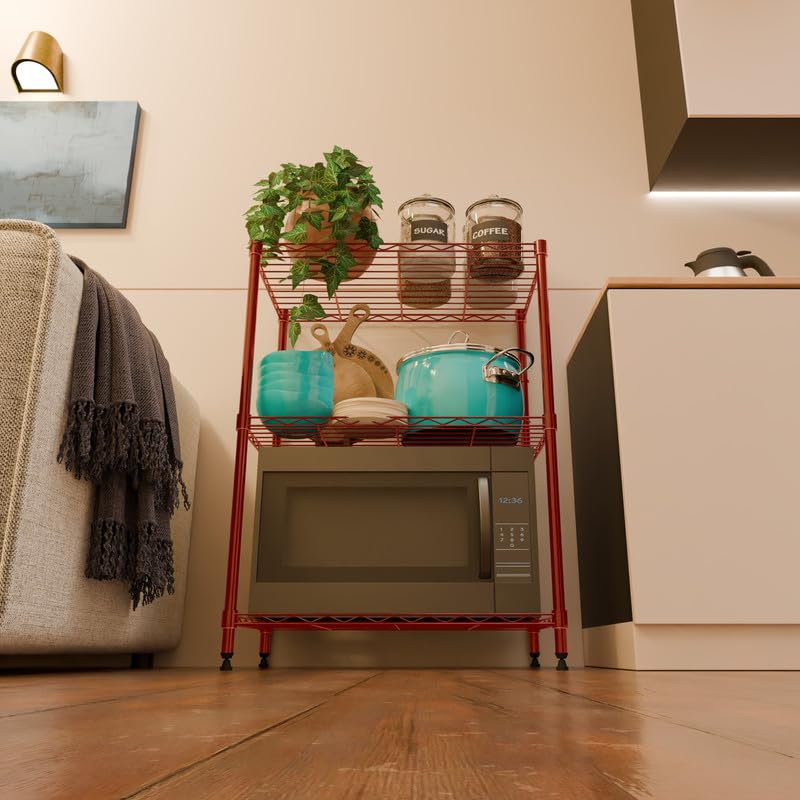 Image of 3-Shelves Heavy Duty Steel Storage Rack | Multipurpose Shelving Unit for Kitchen, Home & Utility