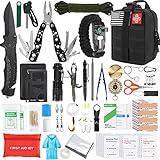 Gifts for Men Dad Husband Fathers Day, KOSIN Survival Gear and Equipment,100 Pcs Survival Kit First Aid Kit Molle System Compatible Outdoor Gear Emergency Tourniquet Medical Kit Trauma Bag for Camping