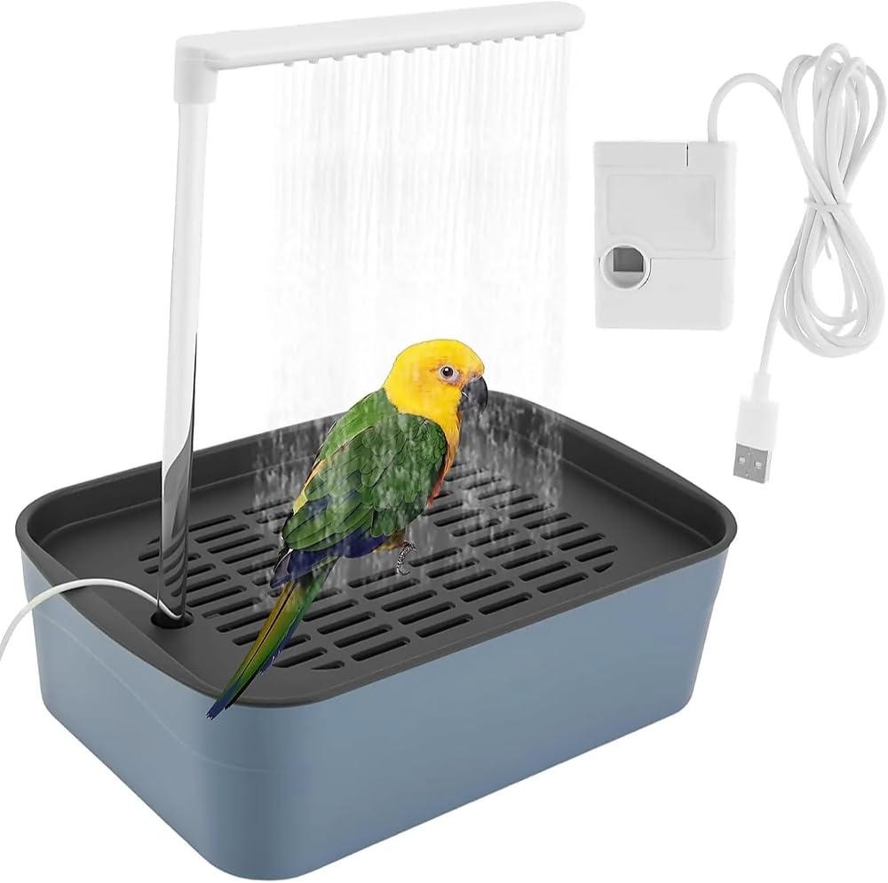 Ducha automática para pájaros con múltiples grifos, lavabo para periquitos, cacatúa, gris africano, baño de periquitos de agua circulante, ideal para la higiene de las aves