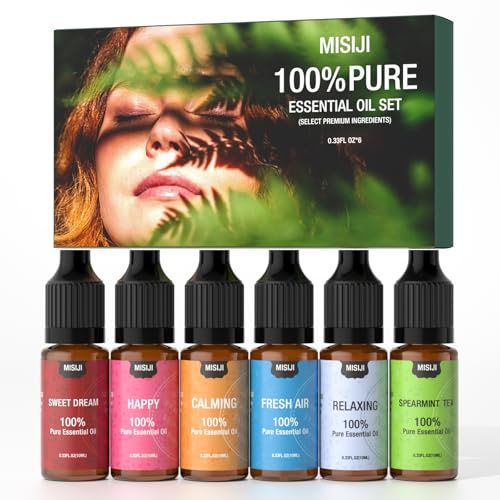 Essential Oil Blends, Essential Oils Set for Diffusers for Home, Well-Being Kit- Spearmint Tea, Calming, Dreams, Relaxing, Mood, Fresh Air Aromatherapy Oils for Humidifiers, Skin, 6x10ml