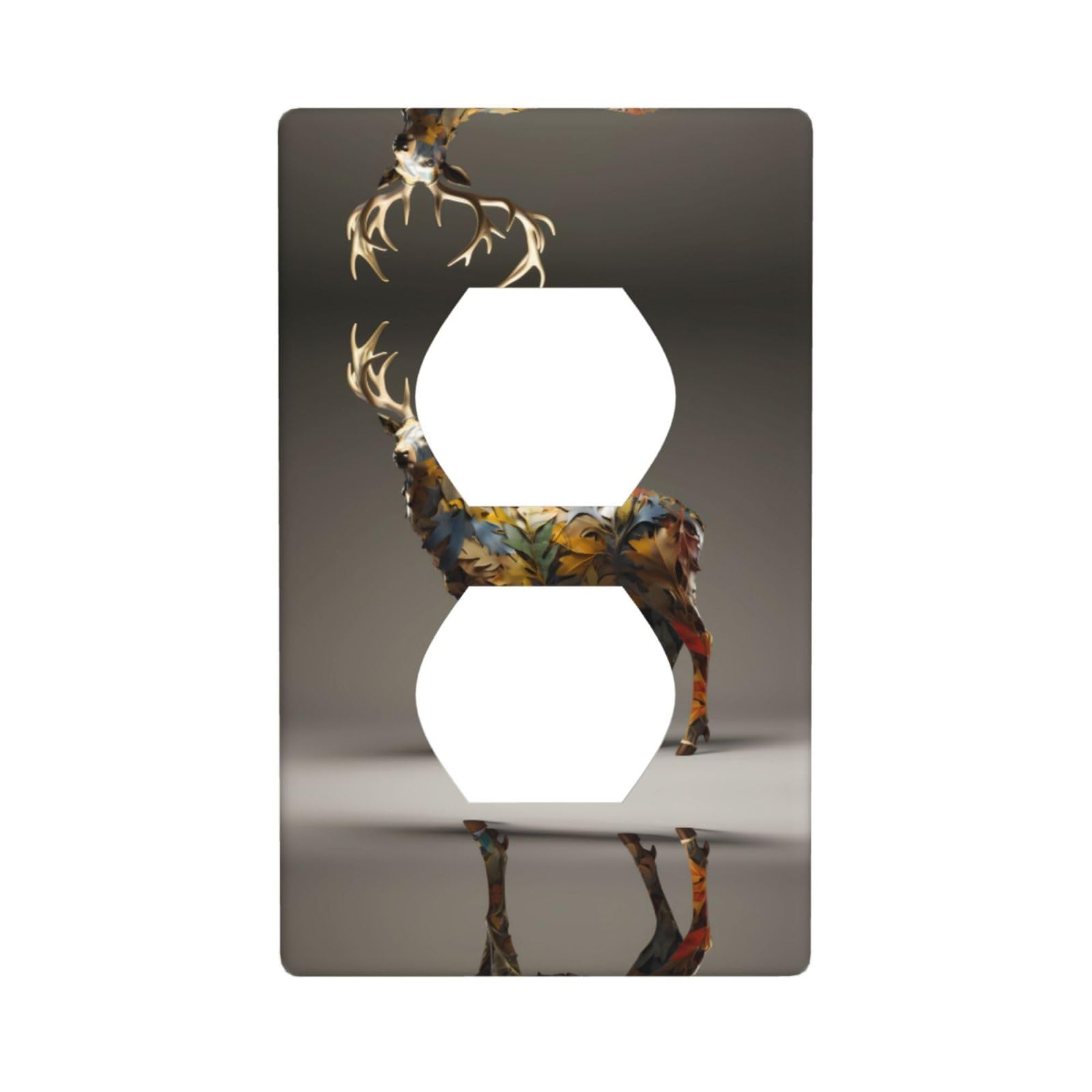 Double socket wall plate Electrical Receptacle Light Switch Cover Art Faceplate Switchplate for Home Decor 4.5X2.76 Inch Camouflage Deer Pattern