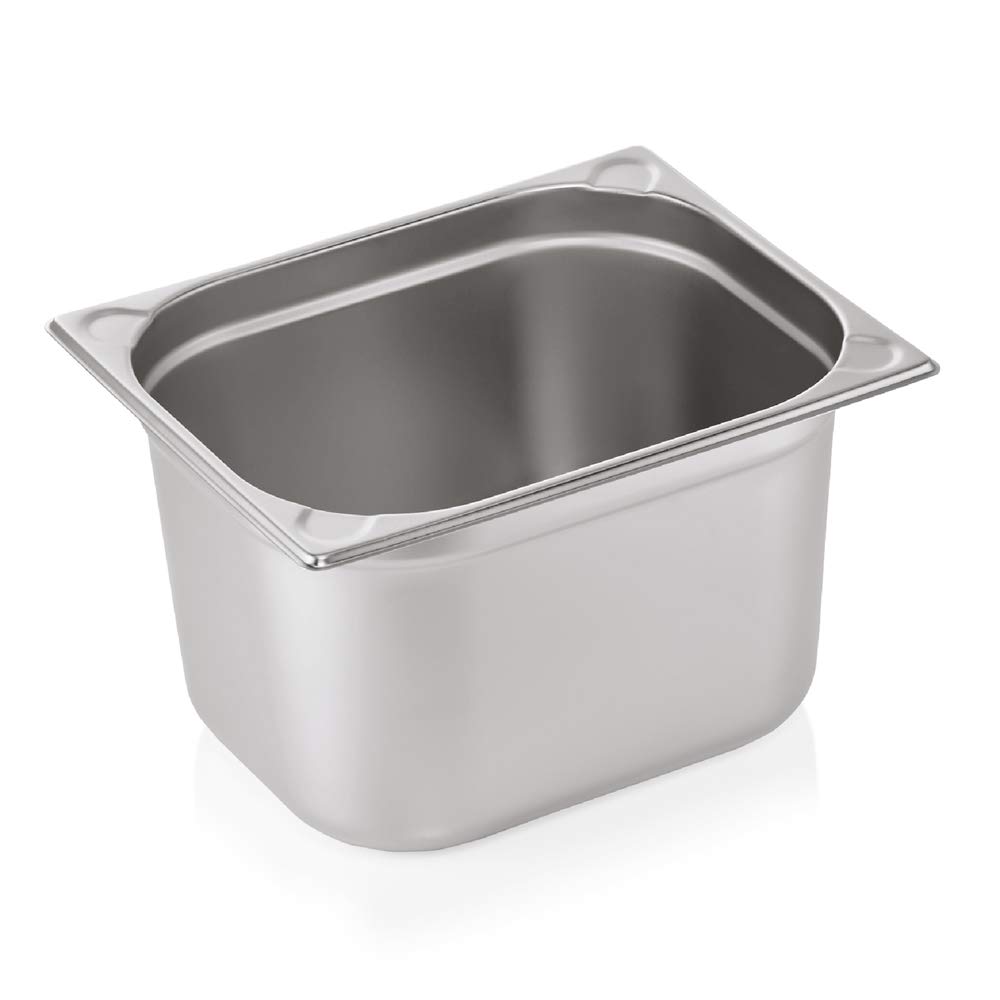 WAS 7612 200 Serie 76 Chromnickelstahl Gastronormbehälter mit Stapelrand, 12.5L, 1/2 GN, 325mm x 265mm x 200mm