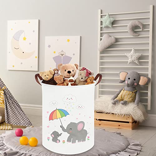 Fxocshe Baby Laundry Hamper,Elephant Hamper,Laundry Basket Collapsible Storage Bin With Handles,Elephant Nursery Decor,Baby Laundry Basket,Gift Baskets,Baby Room Decor(Elephant) #TOP3