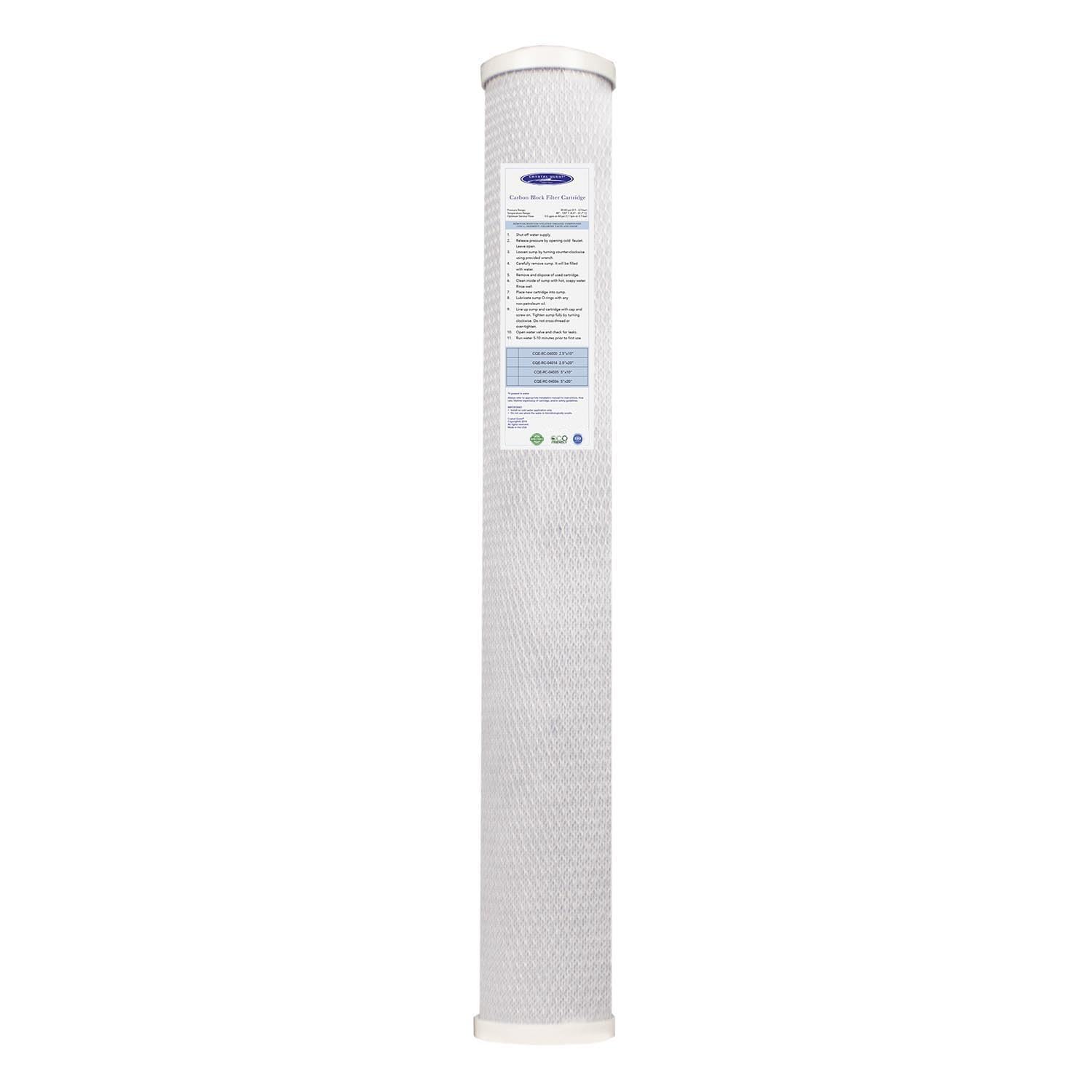 Crystal Quest 5-Micron Carbon Block Filter Cartridge - 2-7/8” x 20” - Coconut-Based Activated Carbon - Reduces Sediment and VOC’s - Sustainable