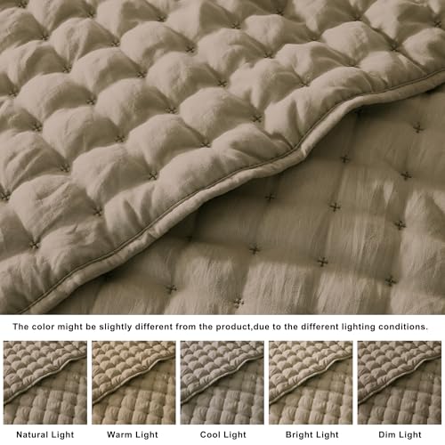 Image of WDCOZY Cloud Soft Quilt Set, Twin Size, Taupe, 2 Pieces 68x90 inches