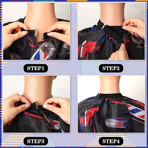 Image of FEBSNOW Barber Cape Professional Hair Cutting Cape with Neck Duster Brush | Full Coverage Haircut Apron for Adults, 46x57 inches, Adjustable Neckline, Keep Clothes Clean Dry, Home Salon Barber Supplies