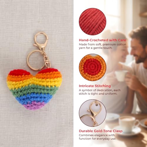 Gifts for Wife, Cute Crochet Heart Keyrings with Sentimental Card for Her, Special gifts from husband, Unique Gift Ideas for Valentine’s Day, Anniversary, Birthday, Christmas & Secret Santa - Image 3