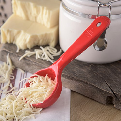 Image of Carlisle FoodService Products Measure Miser Solid Measuring Spoon with Short Handle, 2 Ounces, Red, 1 Count (Pack of 1)