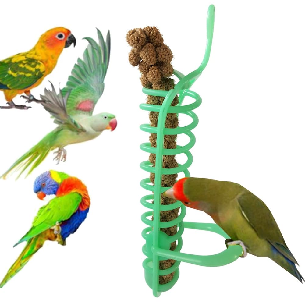 HAICHEN TEC Birds Food Basket Feeding Perch Stand Fruit Vegetable Millet Container Parrots Feeders Plastic Parrot Bird Cage Hanging Foraging Toys (