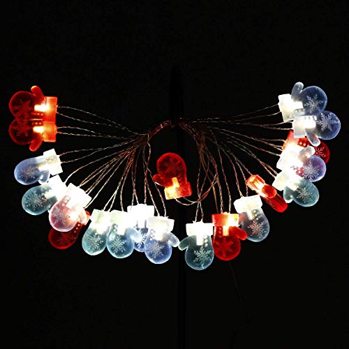 Preisvergleich Produktbild Weihnachtsdekoration Lichterkette Batterie, Handschuh Neujahr Dekorative Beleuchtung 10 ft 20 LEDs (großes Symbol) mit Fernbedienung für Weihnachtsbaum, DIY Home Geburtstag Hochzeitsfeier