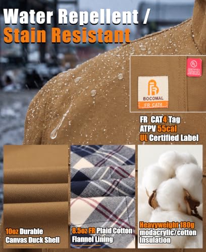 Image of BOCOMAL FR Jacket Insulated Flame Resistant Canvas Coat CAT4 Winter Outwear