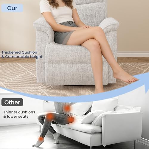 Image of Garvee Swivel Rocker Recliner Chair, Nursery Rocker Recline Chair, Manual Chenille Reclining Armchair with 38.6 inch w Seat, 350 Lb Capacity, Oversized Single Sofa for Living Room Bedroom,Beige