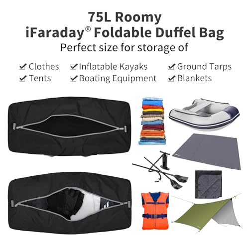 Image of iFARADAY 75L Foldable Duffle Bag, Black-75L(with shoulder strap), 75L - 3.0, Foldable Duffel Bag