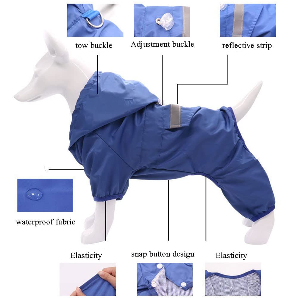 Manteaux imperméables pour Chiens Imperméable pour Chien Manteau imperméable avec Capuche col Sangle Trous Bandes réfléchissantes imperméable léger(Color:1,Size:XXL)