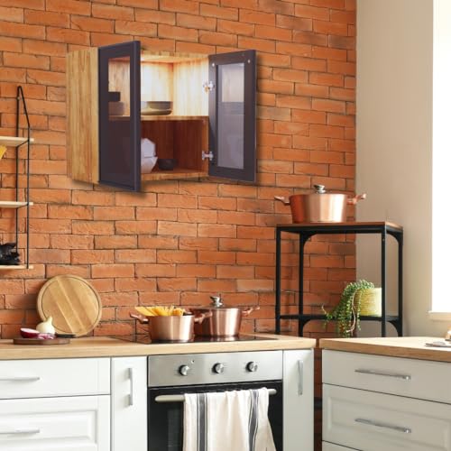 Image of SPECIALITY PANELS Multipurpose Cabinet with Modern Elegance Tinted Glass Wall Cabinet, Space Organizer for Office /Kitchen in (Cochwood Dark, 2 Glass Shutter)