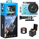 AKASO EK7000 4K30FPS Action Camera - 20MP Ultra HD Underwater Camera 170 Degree Wide Angle Waterproof Camera with Accessory Kit - Blue