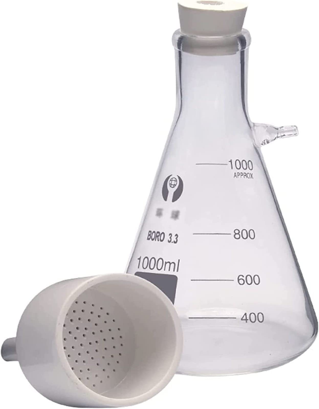 Apparecchio di Filtrazione Sottovuoto da Laboratorio, Attrezzatura per Distillazione Sottovuoto con Pompa Manuale con Imbuto E Pompa Kit Filtro Aspirazione Vetro Kit Vetreria per Laboratorio,1000ml