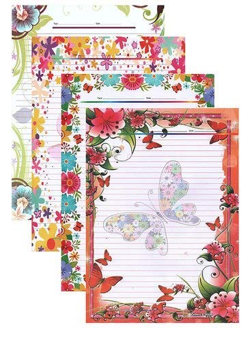 A4 Designer Sheets – 100 Butterfly Design One Side Ruled Colored Papers for Projects, Art & Craft, and School Assignments