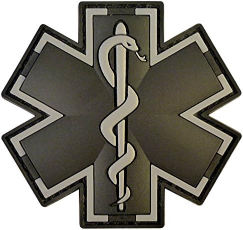 ACU Black EMS EMT Medic Paramedic Morale Tactical PVC 3D Fastener Patch
