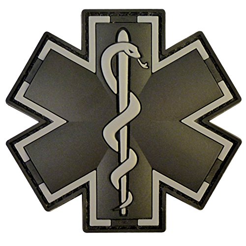 LEGEEON ACU Black EMS EMT Medic Paramedic Morale Tactical PVC 3D Fastener Patch