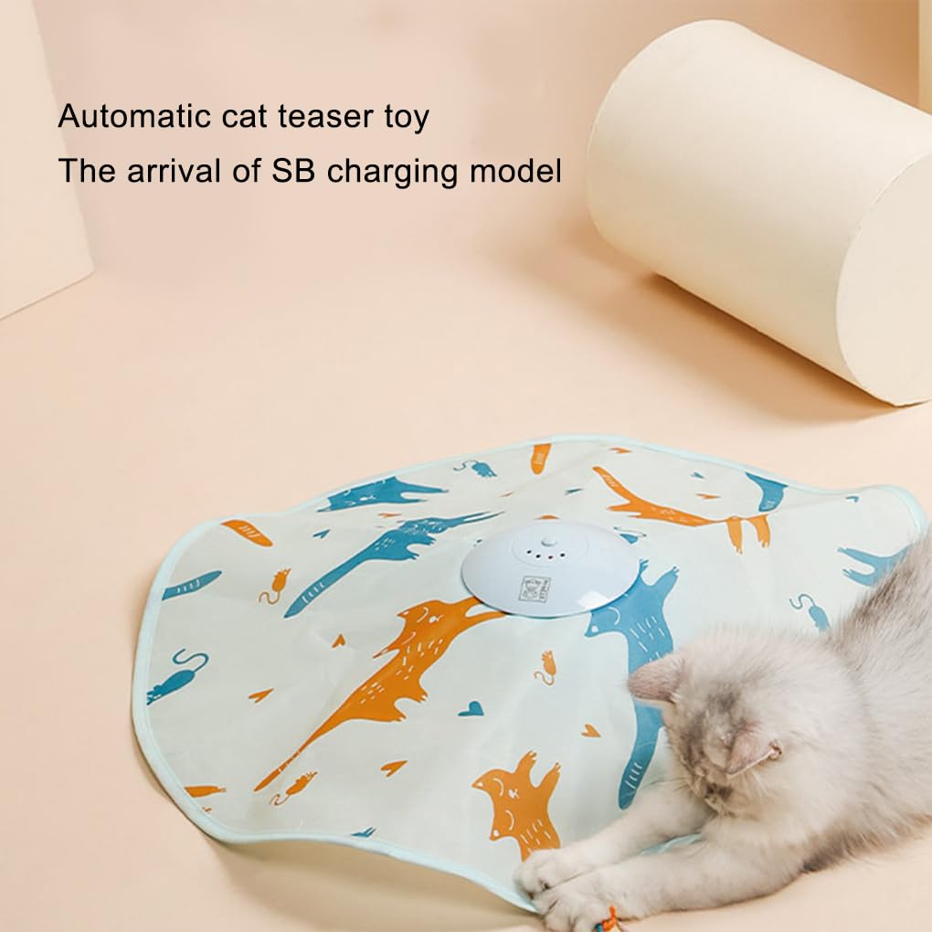 Jouet pour Animal de Compagnie sûr et Non Toxique pour Chat - Jouets pour Chat durables et Doux Jouet interactif pour Automatique Confortable et Doux, Bleu, Modèle de Charge