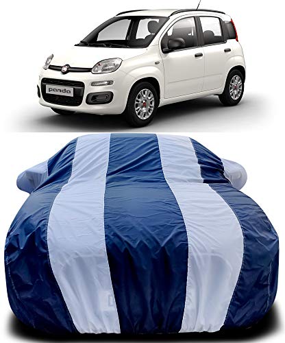 Image of PURPLEHEART Car Body Cover Compatible with Panda with Mirror Pocket Triple Stitched Bottom Elastic Water Resistant UV Protection & Dustproof Car Cover-Blue & White