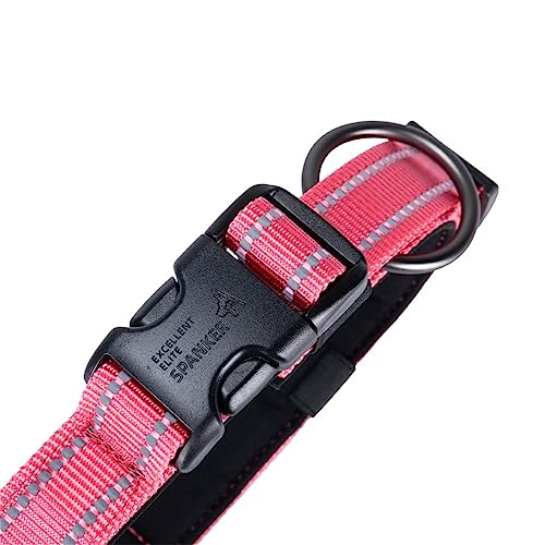 EXCELLENT ELITE SPANKER Reflective Dog Collar Classic Soft Padded Breathable Nylon Adjustable Pet Collar with Quick Release Buckle for Boy Girl Male Female Puppies Small Medium Large Dogs(L-PIK) - Image 4