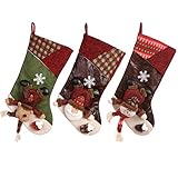 17,7 Zoll große handgemachte Retro-Weihnachtsstrümpfe als Geschenk und Bonbontüte haben ausgezeichnete Kunstfertigkeit und feine dreidimensionale Figuren, die für die Dekoration Ihres Hauses sehr geeignet sind. Sie können mit Feiertagsgegenständen wie Bonbons, Geschenken, Spielzeug usw. gefüllt werden. Wenn die Kinder zu Weihnachten ein Geschenk aus einem schönen Weihnachtsstrumpf öffnen, freuen sich die Kinder auf jedem Fall über ein solches Geschenk!