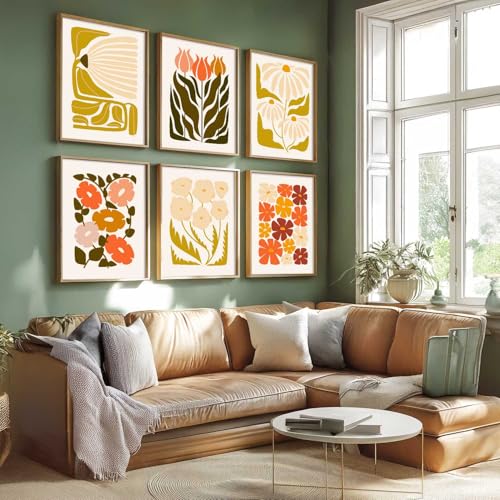 Image of kotart Botanical Painting Wall Art Home Decoration Paintings With Frame For Living Room Bed Room Hotel Wall Decor Digital Reprint Set of 6 (13X17 inch)