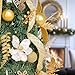 WBHome 6.5 FT Gold & White Pop-Up Christmas Tree, Pre-Lit and Fully Decorated, Fire-Resistant Collapsible Outdoor Indoor Holiday Party Decor