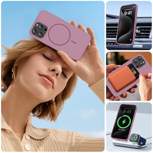 Image of Miracase Magnetic for iPhone 15 Pro Max Case, [Soft Anti-Scratch Microfiber Lining], Compatible with MagSafe, Liquid Silicone Case Shockproof Drop Protection Phone Case for 15 ProMax, Blackcurrant