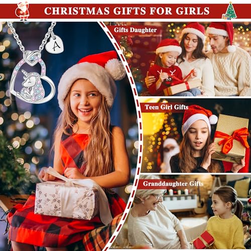 Unicorn Gifts for Little Girls Jewelry - 14K Gold Plated Unicorn Necklace With Initial Personalized Gifts for Preteen Girls Heart CZ Pendant Hypoallergenic Unicorns Jewelry Birthday Gifts for Girls4