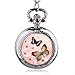 Produktbild QWASZ TaschenuhrSchöner Schmetterling Design Quarz Taschenuhr Männer Frauen Taschenkette   C