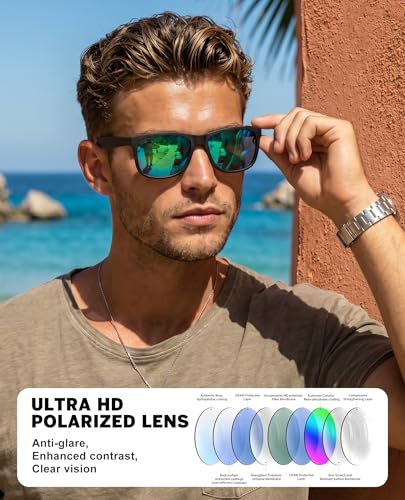 Image of KALIYADI Sunglasses-Men Polarized-Sunglasses for Men: Classic Sun Glasses for Driving Fishing Golf with UV400 Protection