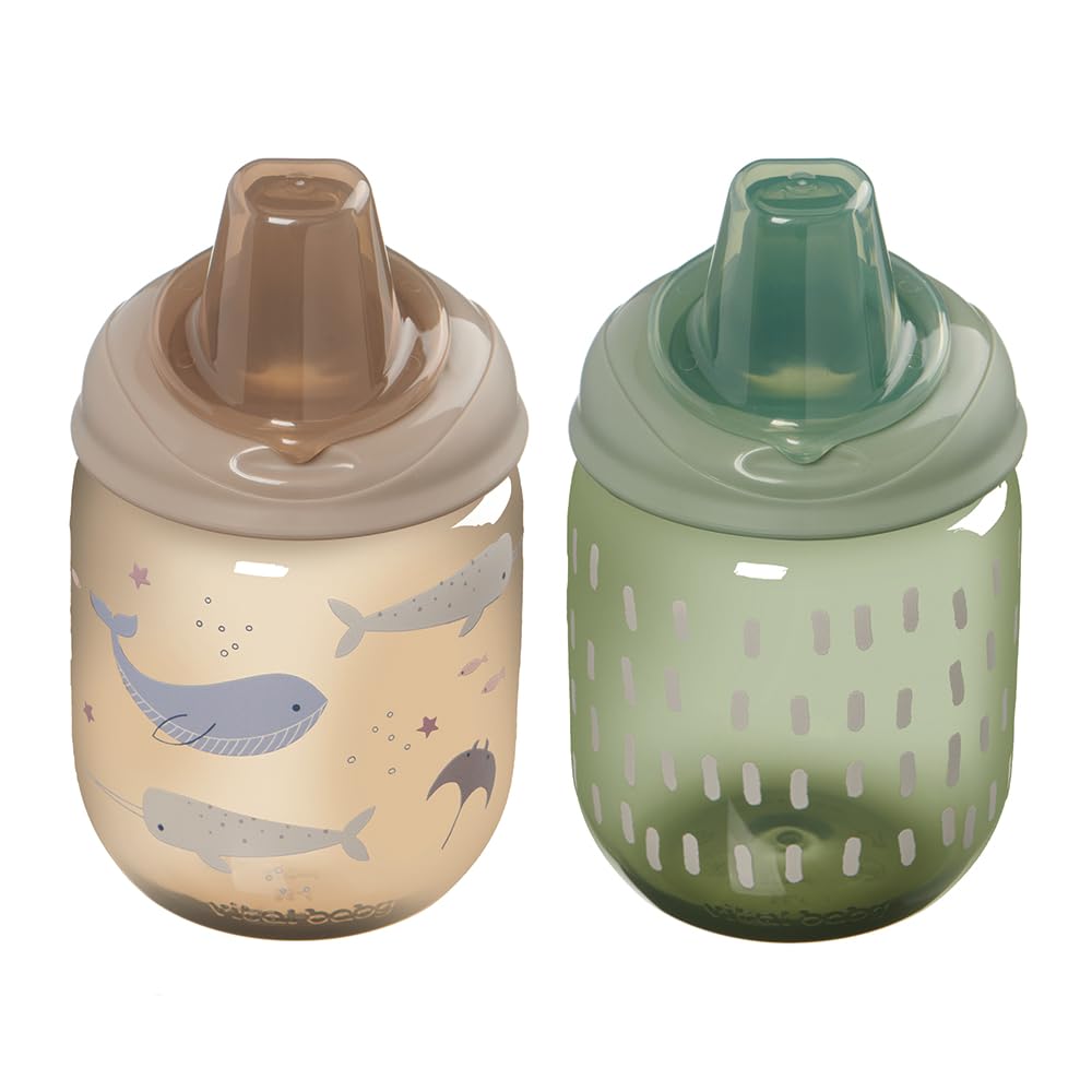 Vital Baby Hydrate Little Sipper Cup for Weaning 270ml, Non-Spill Silicone Spout, EarthSmart Biodegradable, Easy Clean & Hygiene Cover, 6m+, BPA-Free, 2 Pack