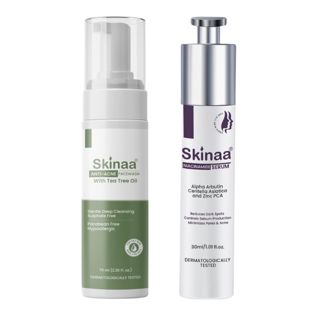 Clear Skin Duo for Oily, Acne-Prone Skin, Dark Spots, Enlarged Pores and Uneven Tone | Anti-Acne Face Wash with Tea Tree + Niacinamide Serum with Alpha Arbutin and Zinc PCA-image-24