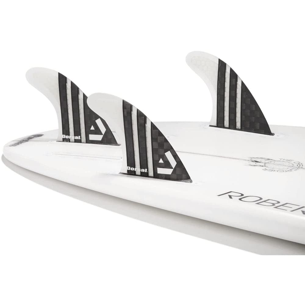 DORSAL Surfboard Fins Thruster 3 Set Future Compatible White Medium Carbon Fiber with Honeycomb Hexcore