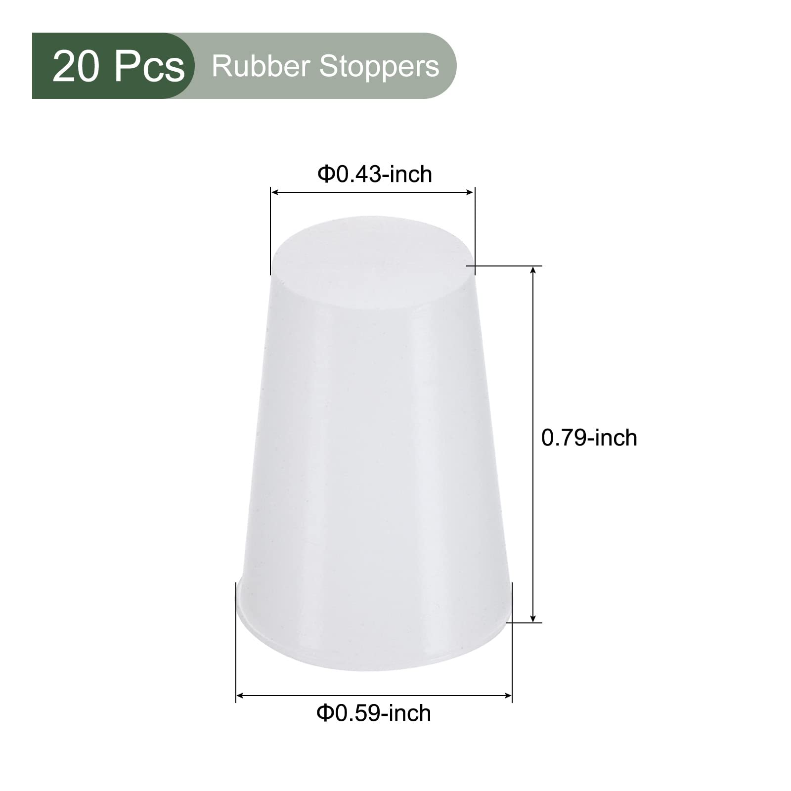 YOKIVE 20Pcs Silicone Rubber Stoppers, Tapered Plugs with High-Temperature Resistance | Protect Hole, Great for Lab Industry (White, 11mm to 15mm)