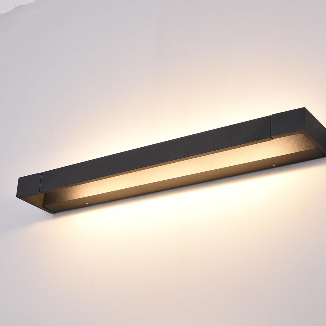 NEONA LINEA LED Wandleuchte Schwarz Aluminium, 340° Drehbare Lichtleiste Warmweiß Blendfreies Licht, Badezimmer Flur Wohnzimmer Wetterfest (Schwarz)