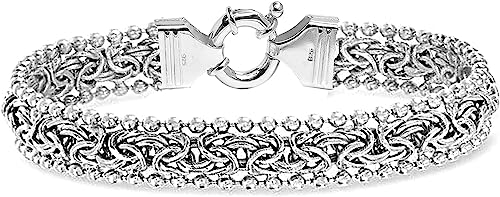 Charmsy 925 Sterling Silver Byzantine Bracelets for Women | Handmade Classic Byzantine Link Chain Bracelet Jewelry Gift for Her Mom Wife