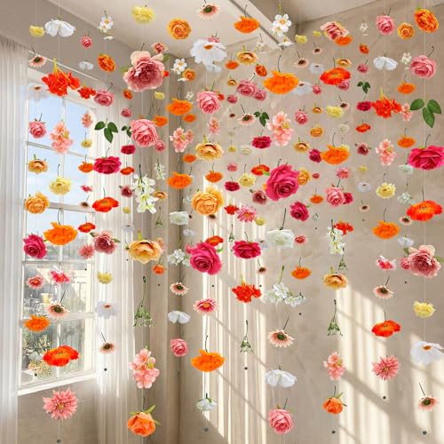 XunYee 6 Pcs 35.4 ft Flower Garlands Artificial...
