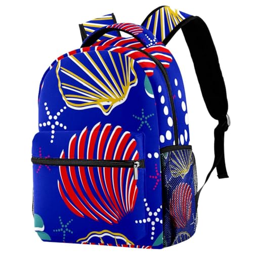 Sac à dos d'école motif coquillage au design multicolore original pour ados