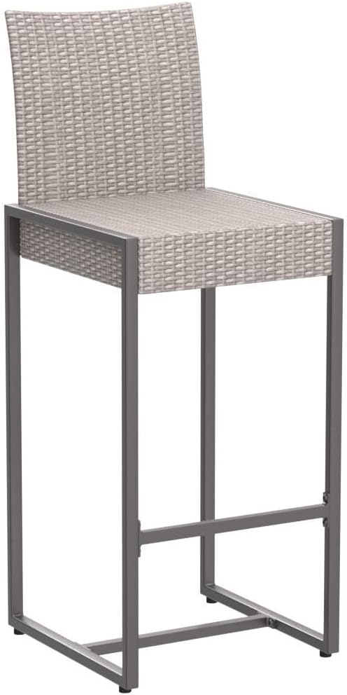 GDFStudio Conrad Patio Furniture Outdoor Bar Stools, Grey, Set of 4